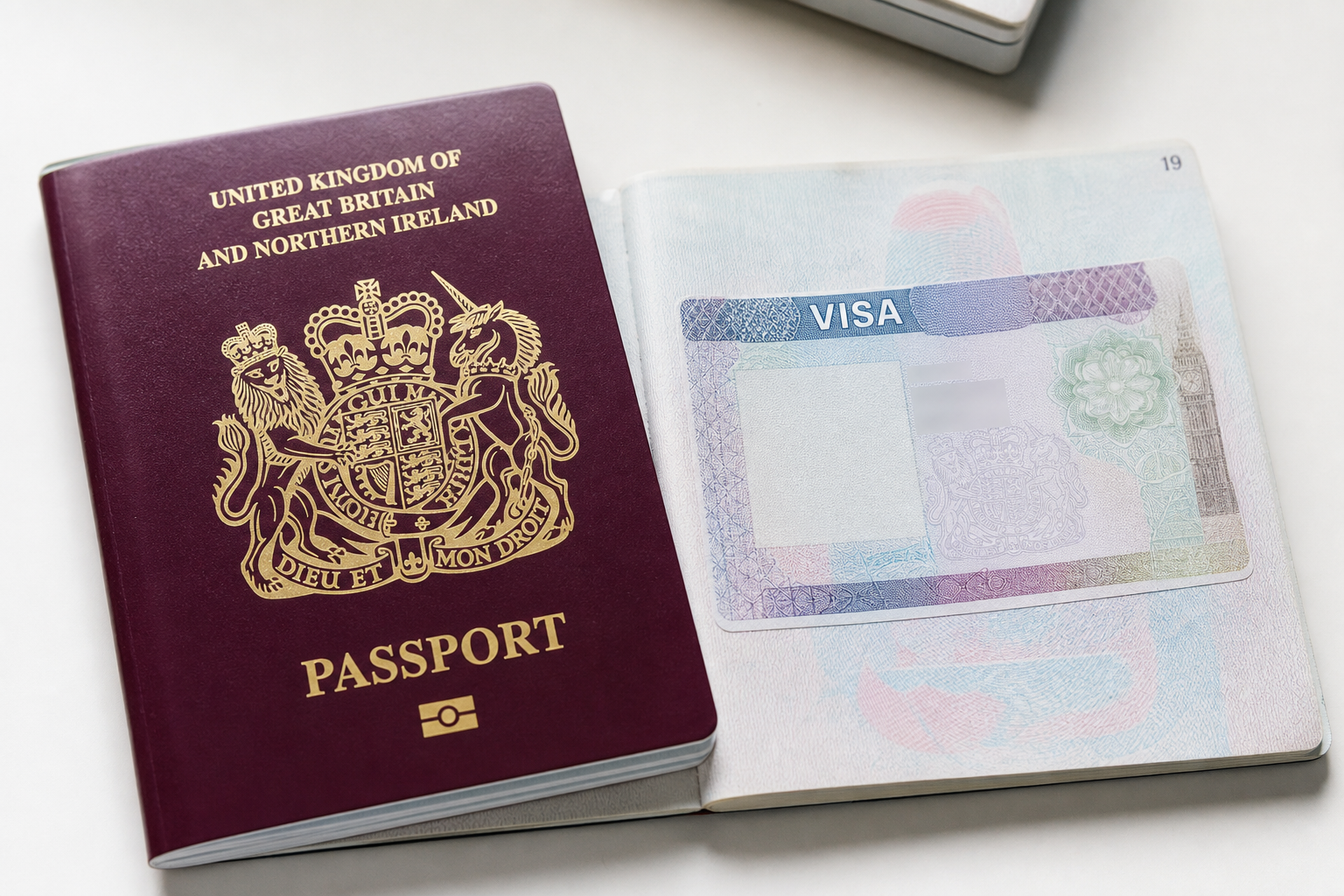 UK passport and visa documents